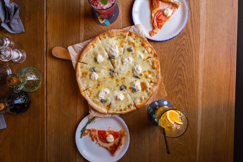 White pizza bianca with ricotta and garlic